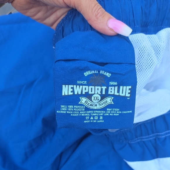 Newport Men's Swim Trunks in Blue and White - Picture 2 of 4